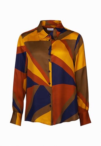 Seidensticker Damska bluzka - modna bluzka - Regular Fit - kołnierz koszuli - długi rękaw - 100% wiskoza, niebieski, 34