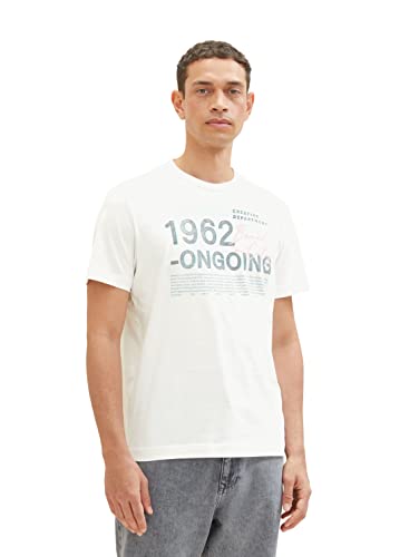 TOM TAILOR Koszulka męska 1036364, 10332-Off biała, XXL, 10332 – Off White, XXL