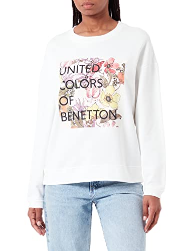 United Colors of Benetton Damska koszulka G/C M/L 3j68d101r bluza z kapturem, biały nadruk kwiatowy 911, M