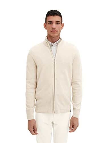 TOM TAILOR Męskie Kardigan 1035915, 13523 - Cargo Beige Melange, S
