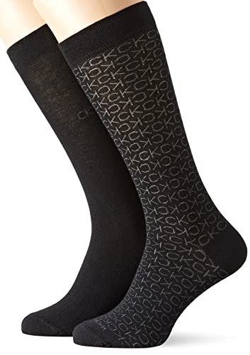 Calvin Klein Męskie skarpety z lustrzanym logo, czarne, rozmiar uniwersalny, czarny, jeden rozmiar