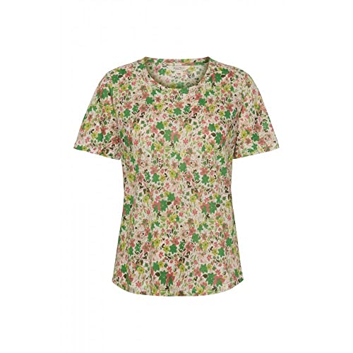 Part Two Nemias Regular fit krótki rękaw top damski, Nadruk zielonego kwiatu, L