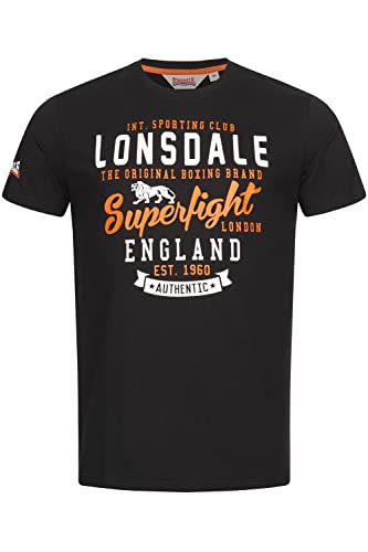 Lonsdale T-shirt męski Tobermory, czarny/pomarańczowy/biały, L