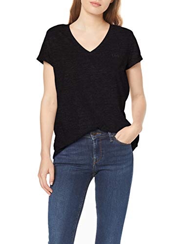 Lee Damska koszulka z dekoltem w serek, Noir (Black 01), XL