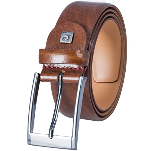 Pierre Cardin Skórzany pasek męski, pasek do garnituru, szerokość 35 mm, męski pasek ze skóry bydlęcej, koniak, brązowy, Bundweite 85 cm Gesamtlänge 100 cm W 33.5 M