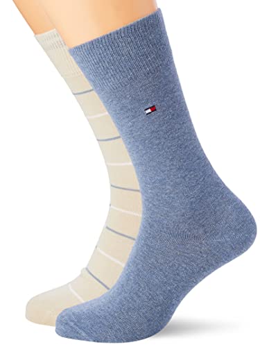 Tommy Hilfiger Tommy Stripe Classic skarpety męskie, Beżowy denim melanż, 39-42 EU