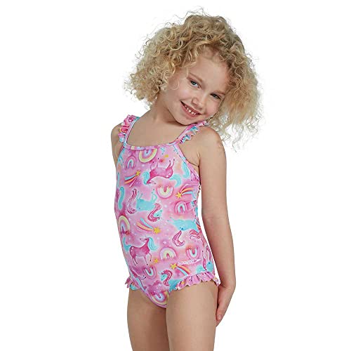 Speedo Girls Digital Placement Thinstrap kostium kąpielowy, tajski/miętowy/lazurowy niebieski/różowy rozbryzgowy/promienny żółty, 5 lat