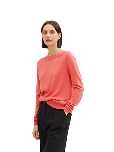 TOM TAILOR Damski sweter 1035135, 12230-gładki papaja czerwony, XS
