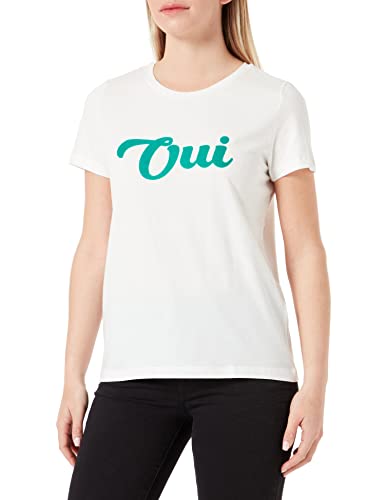 ICHI T-shirt damski, 200859/Cloud Dancer With Green Print, M