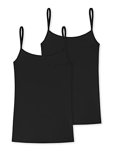 Schiesser Damska Bielizna Spaghettitop 2-Pak, Czarna, M, Czarny, M