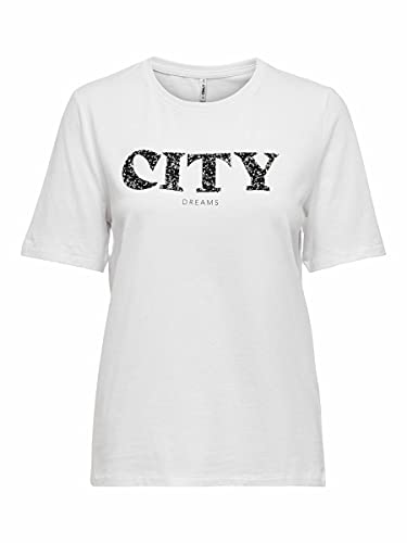 ONLY Koszulka damska Statement, Bright White/Print:city, XS