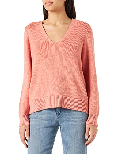 Vila Damski sweter z dzianiny VIRIL Multi V-Neck L/S Knit TOP-NOOS, Misty Rose/Detail:W. Tigerlily, XXL, Misty Rose/Detail:w. Tigerlily, XXL