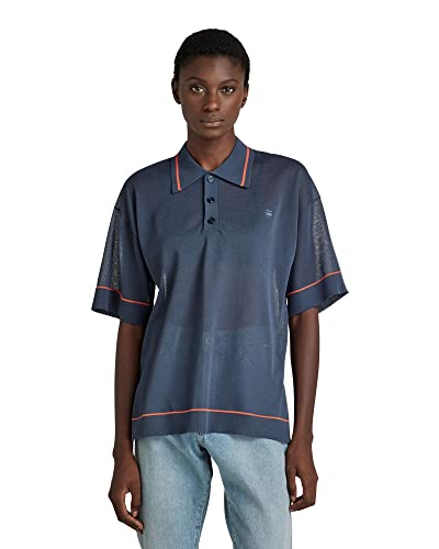 G-STAR RAW Damski sweter oversize Polo Ss Knit, Niebieski (Fantem Blue D140-863), S