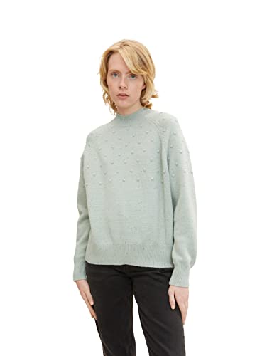 TOM TAILOR Denim Damski Sweter z dzianiny w kropki 1034565, 12792 - Soft Greyish Green, M