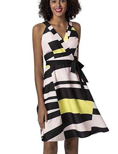 APART Fashion Damska sukienka z nadrukiem, Puder czarny-wanilia, 40