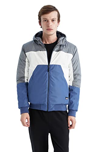 DeFacto Płaszcz męski do odzieży rekreacyjnej - DeFacto płaszcz męski do odzieży wierzchniej (szary melanż, M), szary melanż, M