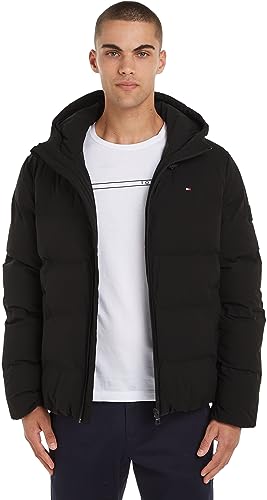 Tommy Hilfiger Męska kurtka z kapturem Cl Motion, tkana, Czarny, XXL