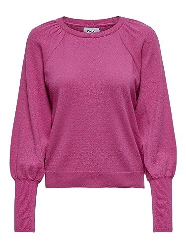 ONLY Damski sweter z dzianiny, jednokolorowy, różowy, L