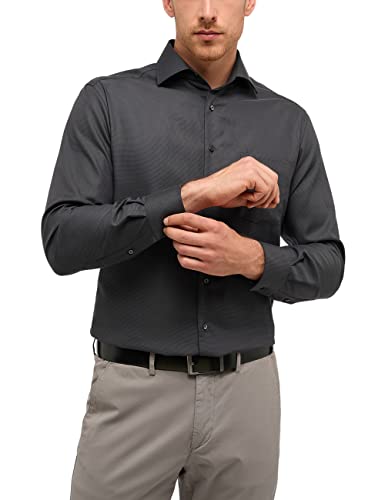 Eterna Męska koszula z długim rękawem Modern FIT Twill Anthracite Structured, 15, Antracyt, 36