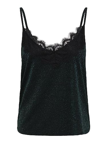 ONLY Women's ONLCAROL S/L Glitter Box JRS Top, Shaded Spruce/Pattern: Zigzag Black, M