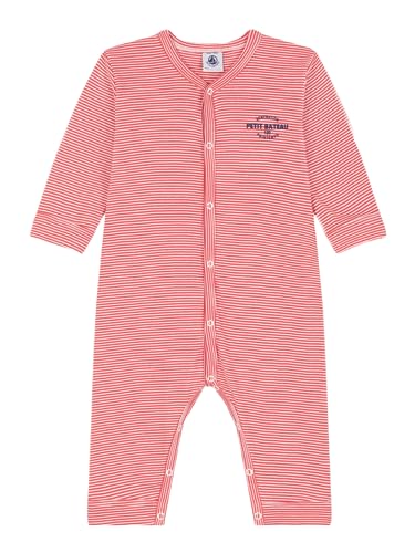 Petit Bateau A085G Sleep Well Piżama bez stóp, Pomarańczowy Kwiecie/Biały Marshmallow, 3 Miesiące Unisex Dziecko, Pomarańczowy Abricot/biały Marshmallow, 3 miesięcy