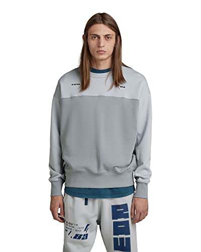 G-STAR RAW Color Block Oversized SW R Sweter męski, Multicolor (Correct Grey/Magnesium Color Block B782-d156), S