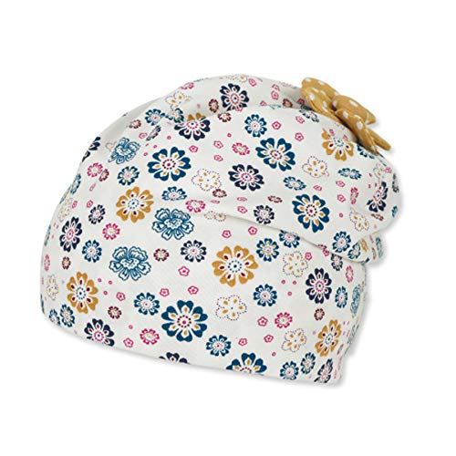 Sterntaler Czapka typu Slouch dla dziewczynek z wzorem w kropki/kwiaty, beżowy, 47