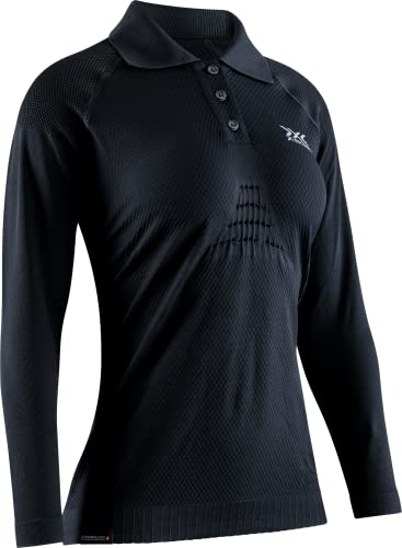 X-Bionic Damska koszulka polo Invent 4.0 z długim rękawem, czarny/antracytowy, XL, Czarny/antracytowy, XL