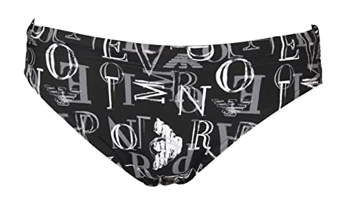Emporio Armani Swimwear Męskie klapki kąpielowe Emporio Armani All Over Logo Low Swim Briefs, czarne, 46, czarny