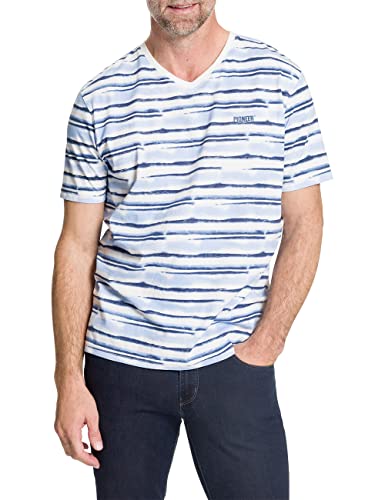 Pioneer Męski T-shirt z dekoltem w serek, w niebieskie paski, XL (DE), Powder Blue paski, XL