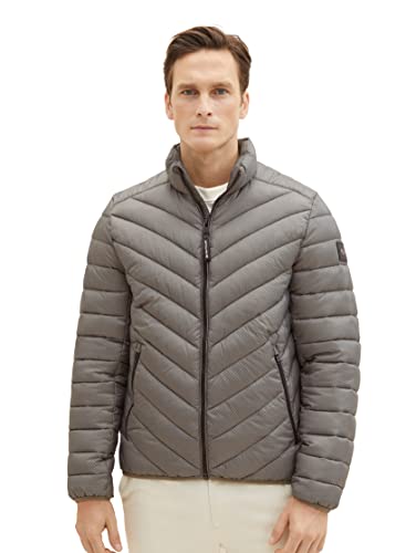 Lekka pikowana kurtka męska TOM TAILOR z nadrukiem, 32144-oliwkowy minimalistyczny design, S