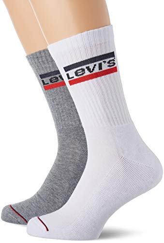 Levi's Levis 120sf Regular Cut Sprtswr Logo 2p Skarpetki (zestaw 2 sztuk) Męskie, Szary (Biały/Szary 062), 35 EU
