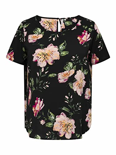 ONLY CARMAKOMA Damski tank top Carvica SS Noos WVN, Czarny/Aop: jaśmin kwiaty, 44