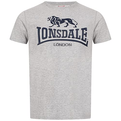 Lonsdale Męski T-shirt Kingswood, Marl Grey/Dark Navy, 3XL