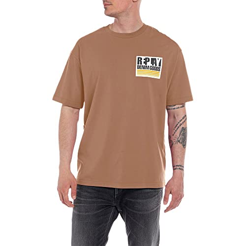 Replay T-shirt męski, 227 Brązowy, XL