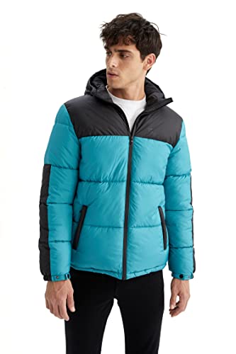 DeFacto Płaszcz męski do odzieży rekreacyjnej – DeFacto płaszcz męski do odzieży wierzchniej (Aqua, XL), woda, XL