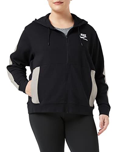 Nike Damska bluza z kapturem W NSW FLC Fz Hoodie Htg, czarny/księżycowy/biały, M