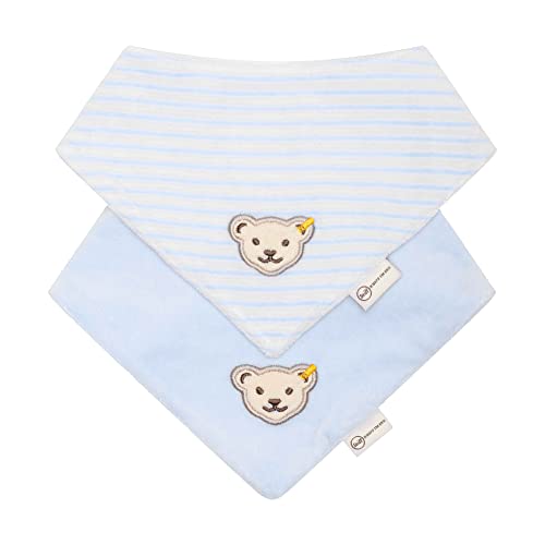 Steiff Unisex Baby Basic chusta na szyję, 2 sztuki w opakowaniu GOTS, Celestial Blue, jeden rozmiar