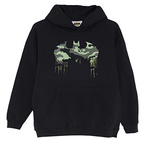DC komiks Batman moro logo dziewczęca bluza z kapturem | oficjalny towar | superbohater kamuflaż top, maluch do nastolatków, pomysł na prezent urodzinowy dla dziewcząt