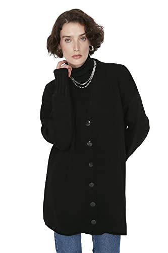 Trendyol Kardigan - czarny - zrelaksowany, czarny, M/L, Czarny, M