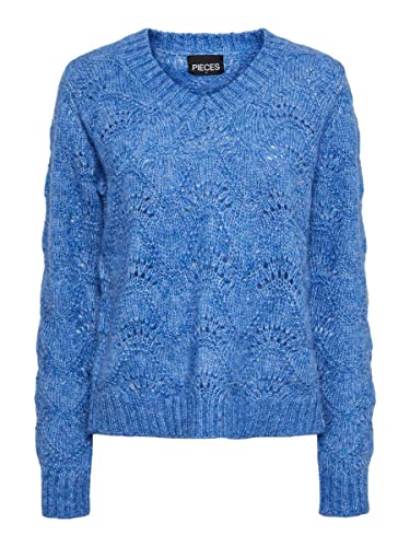 PIECES Damski sweter PCBIBBI LS z dekoltem w serek NOOS BC Pulower, Granada Sky, M
