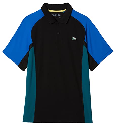 Lacoste Męska koszulka polo DH9265, czarna/marina-czarny-Danube, S