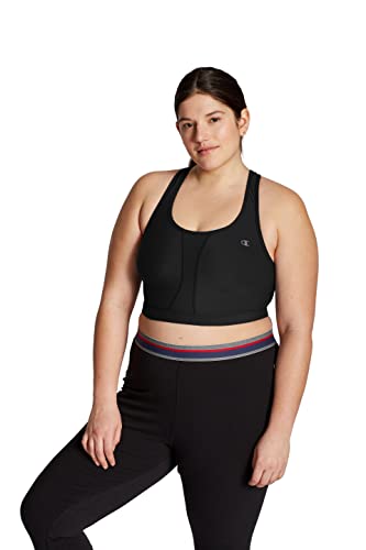 Champion Damski biustonosz sportowy z wentylacją plus size, Czarny, XL