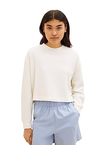 TOM TAILOR Denim Cropped Basic bluza damska, 10348-Gardenia White, S