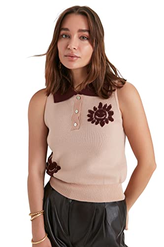 TRENDYOL Damska bluza żakardowa, puder, M, Powder, M