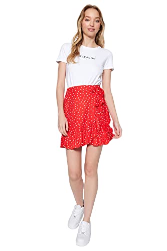 Trendyol Damska mini spódnica z falbanami o regularnym kroju, kwiat granatu, S, Kwiat granatu, S