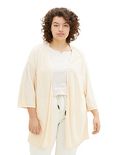 TOM TAILOR Plussize Basic damska kurtka z dzianiny z lnu, 31649 - kość słoniowa ecru, 54