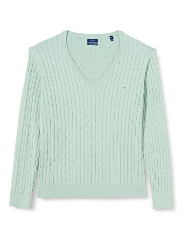 GANT Damski sweter ze streczu z dekoltem w serek, Soft Green Melange, XS