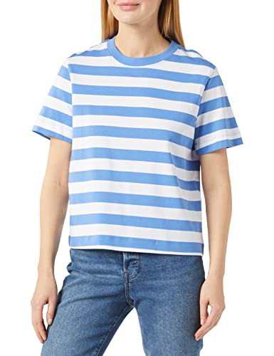 SELECTED FEMME T-shirt damski w paski, Ultramarine/Stripes:Bright White - Wide, M