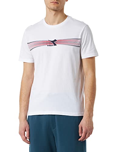 Diadora Męski T-shirt SS z logo, biały (Optical White), M, optical white, M